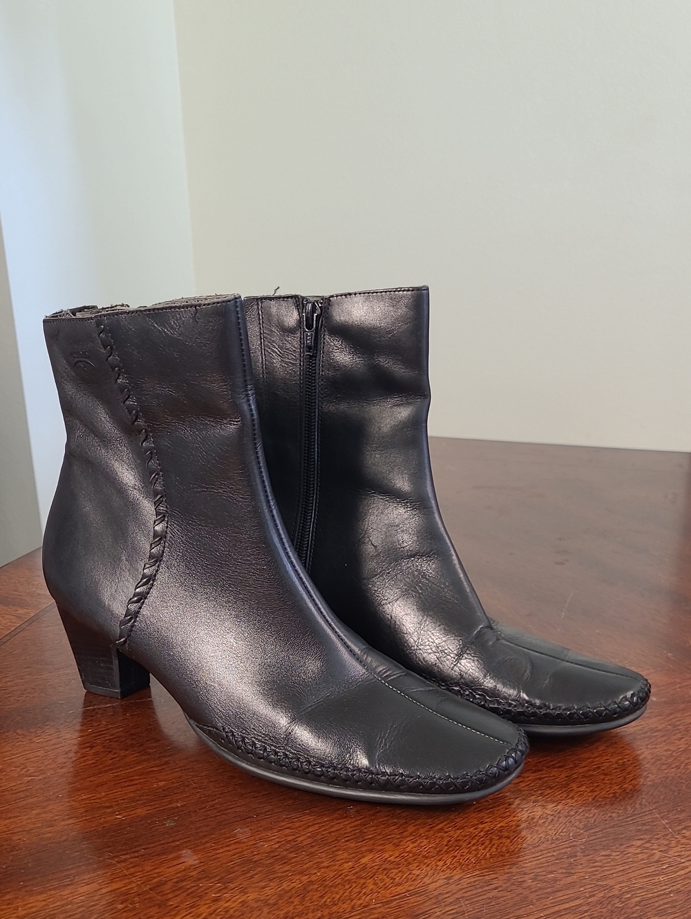 PIKOLINOS Black Leather Heel Ankle  Booties Size 41 US 10.5-11